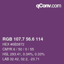 カラーコード: RGB 107.7 56.6 114 | qconv.com