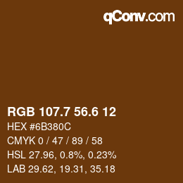 カラーコード: RGB 107.7 56.6 12 | qconv.com