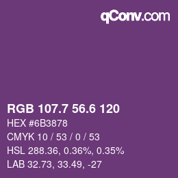 カラーコード: RGB 107.7 56.6 120 | qconv.com
