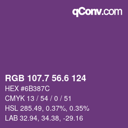 カラーコード: RGB 107.7 56.6 124 | qconv.com