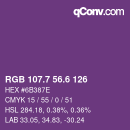 カラーコード: RGB 107.7 56.6 126 | qconv.com