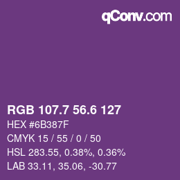 カラーコード: RGB 107.7 56.6 127 | qconv.com