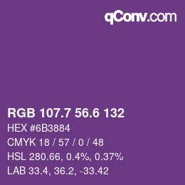 カラーコード: RGB 107.7 56.6 132 | qconv.com