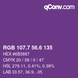 カラーコード: RGB 107.7 56.6 135 | qconv.com