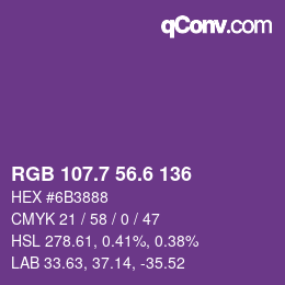 カラーコード: RGB 107.7 56.6 136 | qconv.com