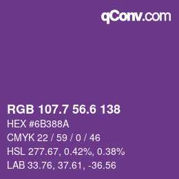 カラーコード: RGB 107.7 56.6 138 | qconv.com