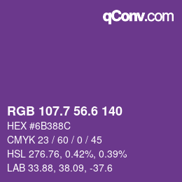 カラーコード: RGB 107.7 56.6 140 | qconv.com