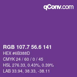 カラーコード: RGB 107.7 56.6 141 | qconv.com