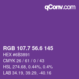カラーコード: RGB 107.7 56.6 145 | qconv.com