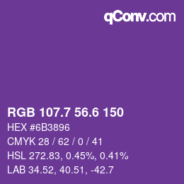 カラーコード: RGB 107.7 56.6 150 | qconv.com