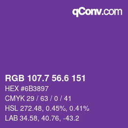 カラーコード: RGB 107.7 56.6 151 | qconv.com