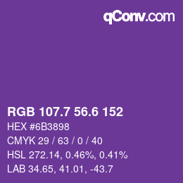 カラーコード: RGB 107.7 56.6 152 | qconv.com