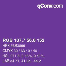 カラーコード: RGB 107.7 56.6 153 | qconv.com