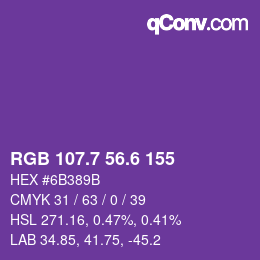 カラーコード: RGB 107.7 56.6 155 | qconv.com