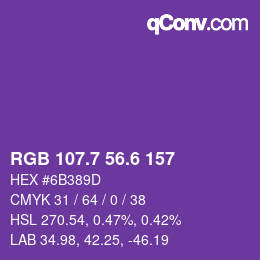 カラーコード: RGB 107.7 56.6 157 | qconv.com