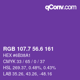 カラーコード: RGB 107.7 56.6 161 | qconv.com