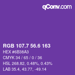 カラーコード: RGB 107.7 56.6 163 | qconv.com