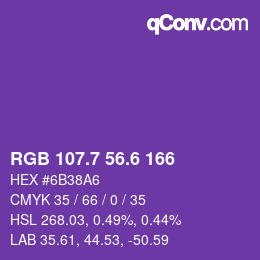 カラーコード: RGB 107.7 56.6 166 | qconv.com