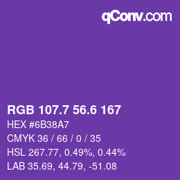 カラーコード: RGB 107.7 56.6 167 | qconv.com