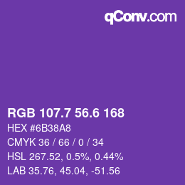 カラーコード: RGB 107.7 56.6 168 | qconv.com