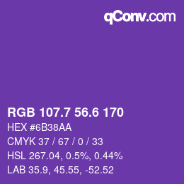 カラーコード: RGB 107.7 56.6 170 | qconv.com