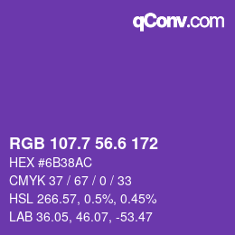 カラーコード: RGB 107.7 56.6 172 | qconv.com