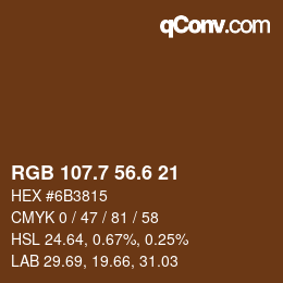 カラーコード: RGB 107.7 56.6 21 | qconv.com