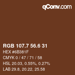カラーコード: RGB 107.7 56.6 31 | qconv.com
