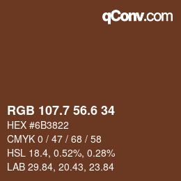 カラーコード: RGB 107.7 56.6 34 | qconv.com