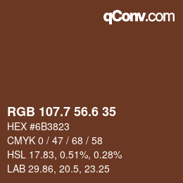 カラーコード: RGB 107.7 56.6 35 | qconv.com