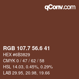 カラーコード: RGB 107.7 56.6 41 | qconv.com