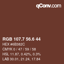 カラーコード: RGB 107.7 56.6 44 | qconv.com