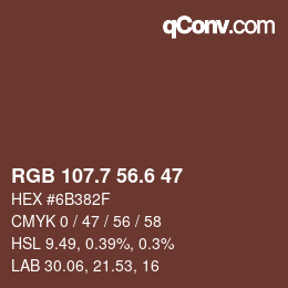 カラーコード: RGB 107.7 56.6 47 | qconv.com