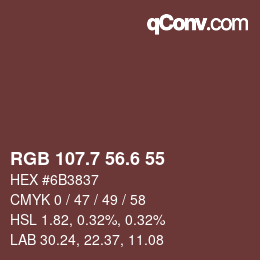 カラーコード: RGB 107.7 56.6 55 | qconv.com