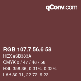 カラーコード: RGB 107.7 56.6 58 | qconv.com