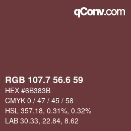 カラーコード: RGB 107.7 56.6 59 | qconv.com