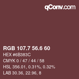 カラーコード: RGB 107.7 56.6 60 | qconv.com