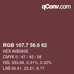 カラーコード: RGB 107.7 56.6 62 | qconv.com