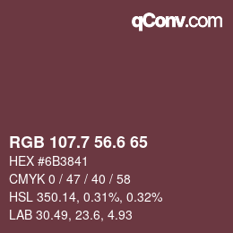 カラーコード: RGB 107.7 56.6 65 | qconv.com
