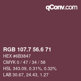 カラーコード: RGB 107.7 56.6 71 | qconv.com