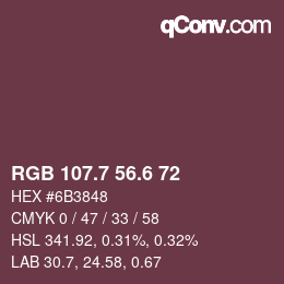 カラーコード: RGB 107.7 56.6 72 | qconv.com