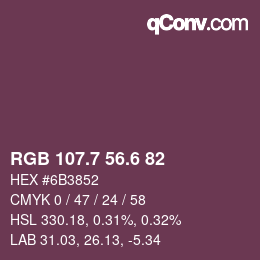 カラーコード: RGB 107.7 56.6 82 | qconv.com
