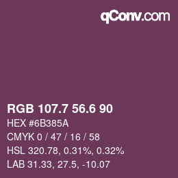 カラーコード: RGB 107.7 56.6 90 | qconv.com