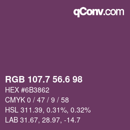 カラーコード: RGB 107.7 56.6 98 | qconv.com