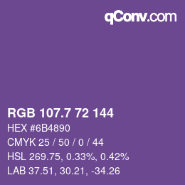 カラーコード: RGB 107.7 72 144 | qconv.com