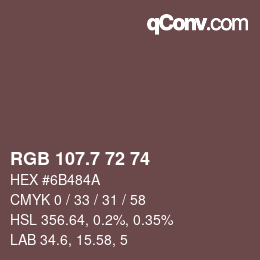 カラーコード: RGB 107.7 72 74 | qconv.com