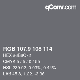 Color code: RGB 107.9 108 114 | qconv.com