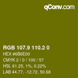 カラーコード: RGB 107.9 110.2 0 | qconv.com