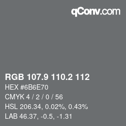 Color code: RGB 107.9 110.2 112 | qconv.com