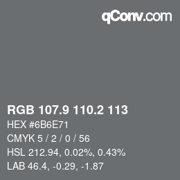 カラーコード: RGB 107.9 110.2 113 | qconv.com